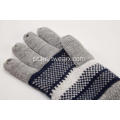 Luvas de dedo masculino com estampa jacquard de floco de neve tricotado